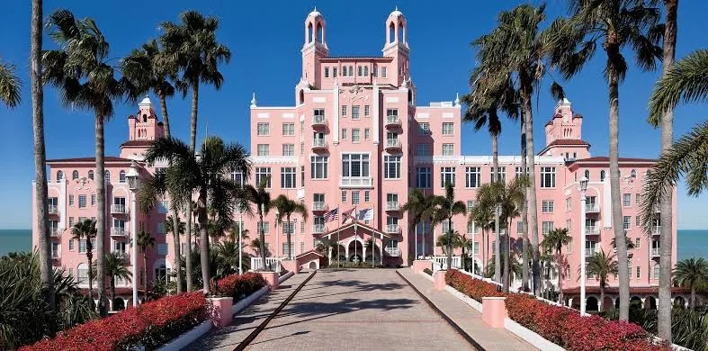 Hotel and resort setting near the beach.